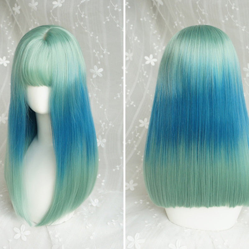 "GREEN GRADIENT BLUE" STRAIGHT WIG K082205