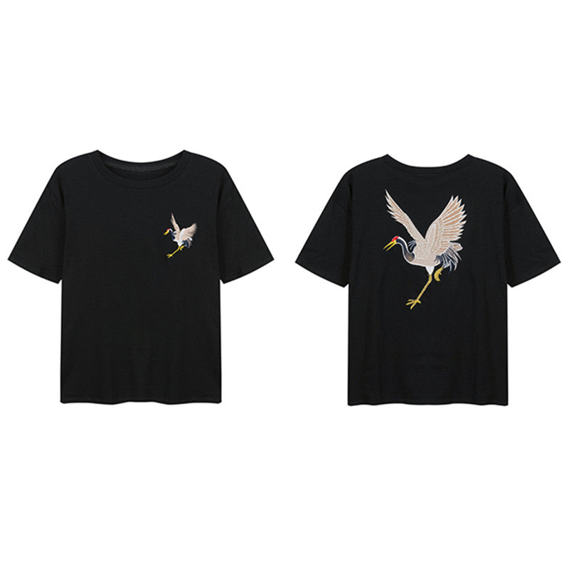 "FAIRY CRANE EMBROIDERY" T-SHIRT D052917