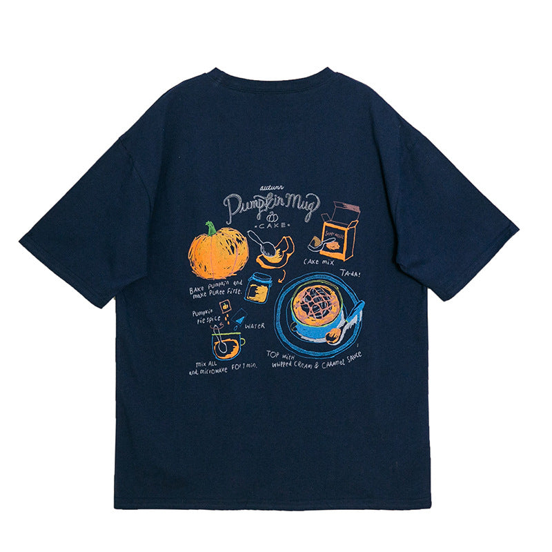 Ta-da Pumpkin Mug Cotton Short Sleeves Cute Shirt UB6316