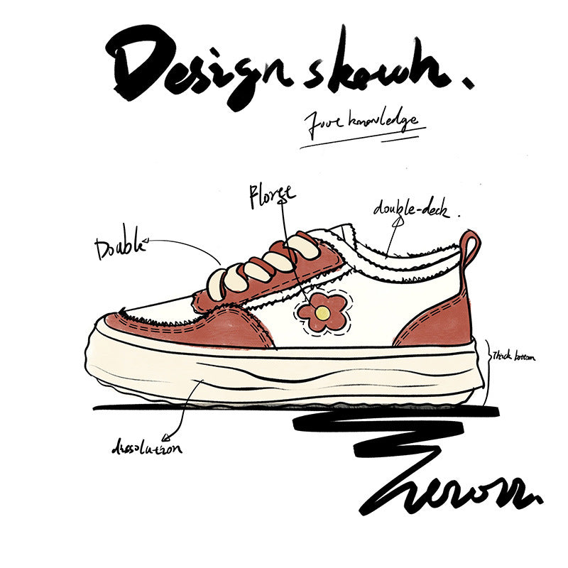 Red Flower Canvas Shoes Platform Shoes UB6327