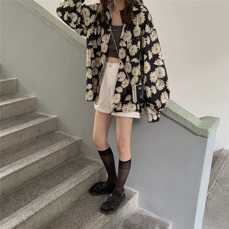 "FLOWER PRINT" LONG SLEEVE SHIRT K082102