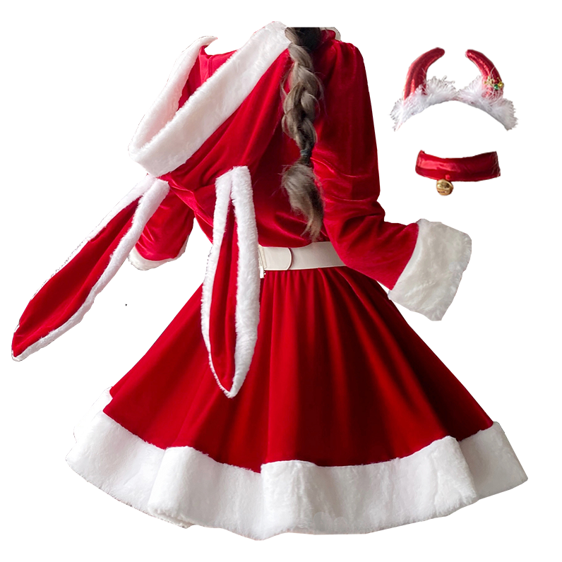 RED BUNNY GIRL CHRISTMAS MAID OUTFIT UB3268