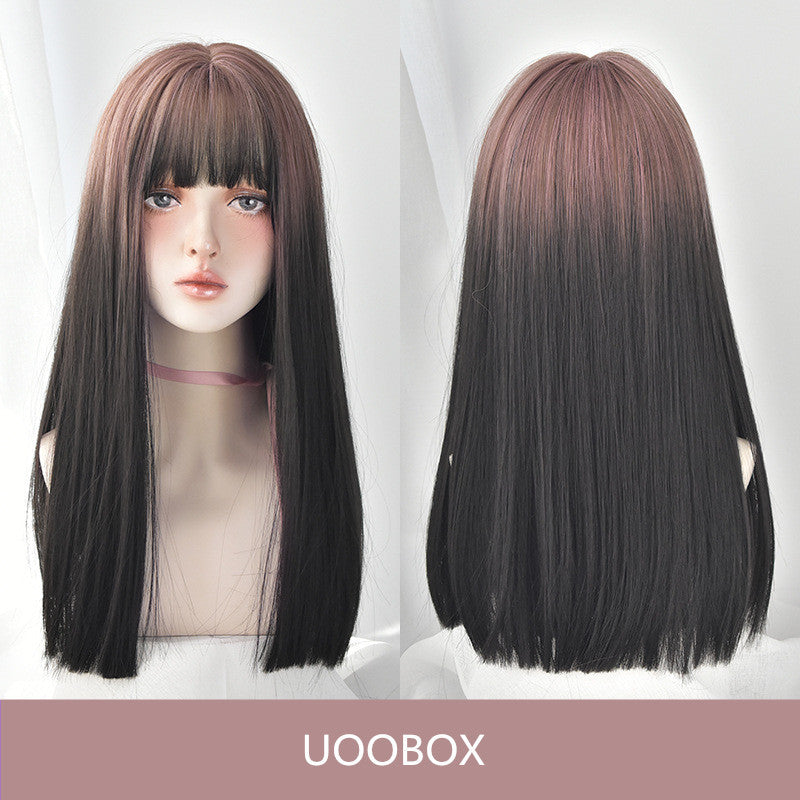 GRADIENT PINK BLACK LONG STRAIGHT WIG UB2585