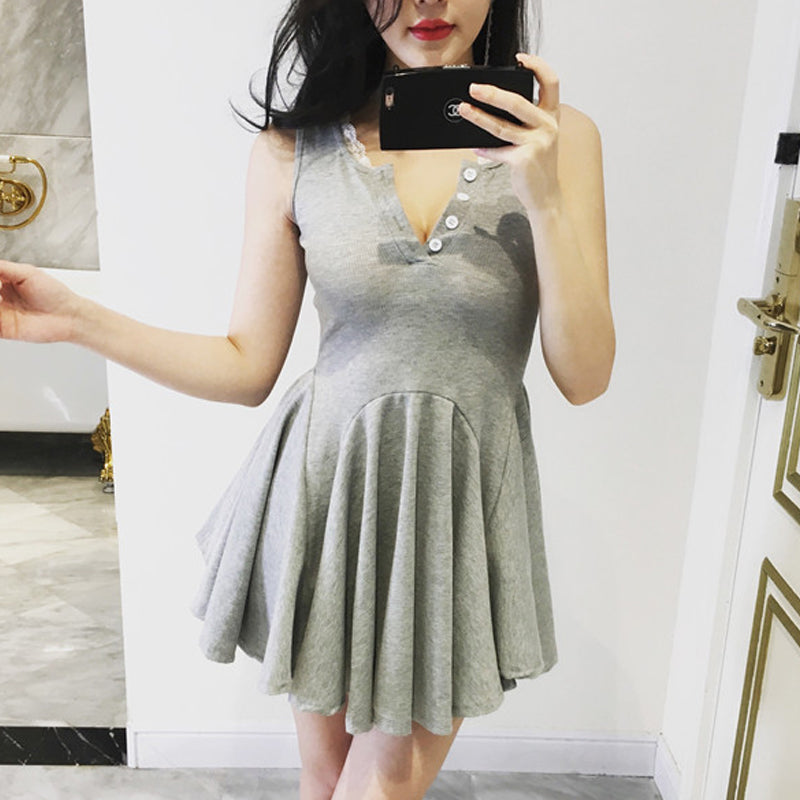 "BLACK/GREY SWEET" RIPPLE DRESS K082302