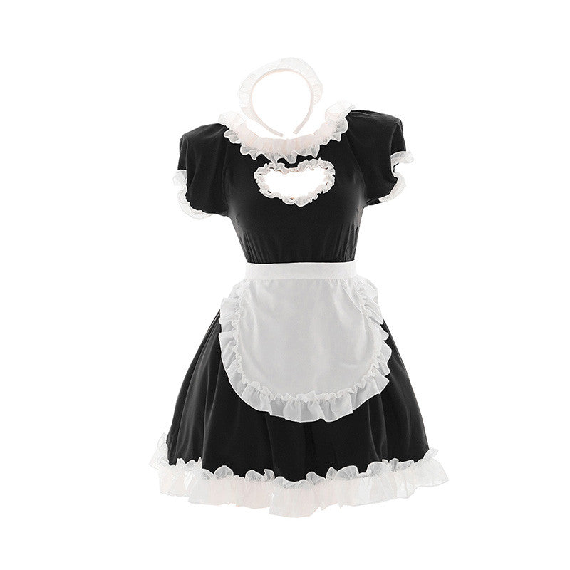 BLACK LOVE HOLLOW UNIFORM MAID DRESS UB3373