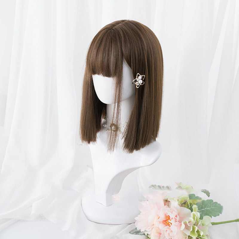 " BLACK BROWN SHORT STRAIGHT HAIR " WIG H081303