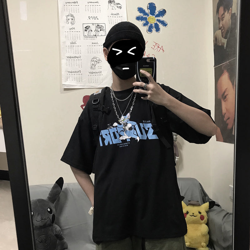 "CARTOON LETTER ROUND NECK" SHORT SLEEVE K070603