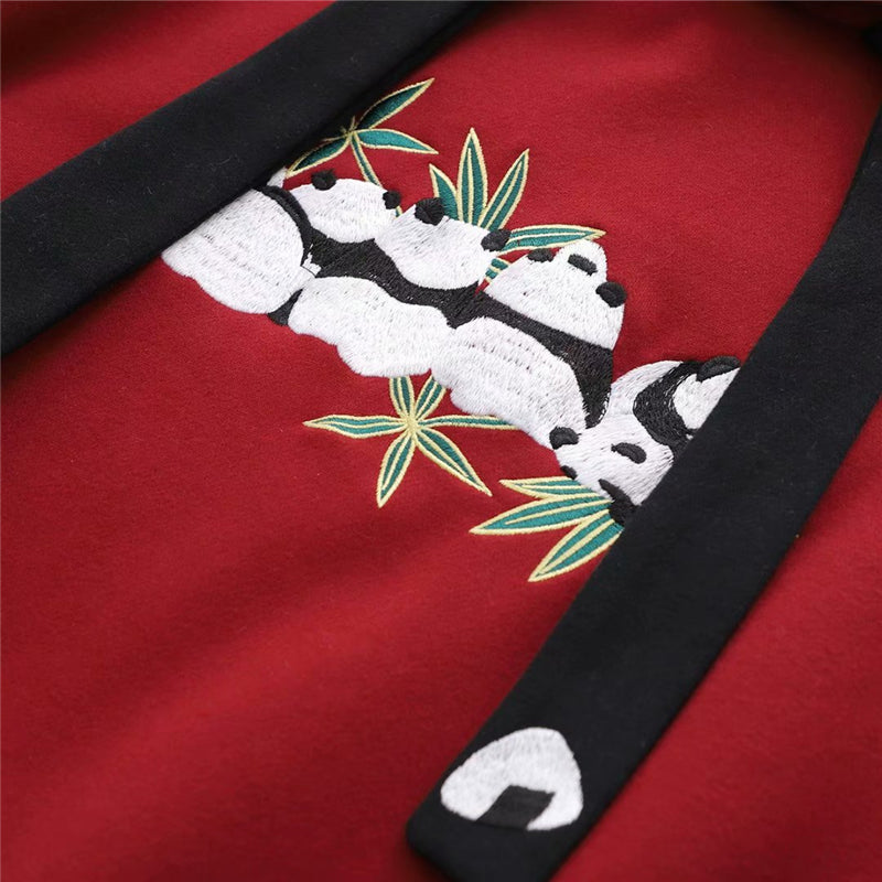 "RED BLACK PANDA EMBROIDERY" HOODIE N110512