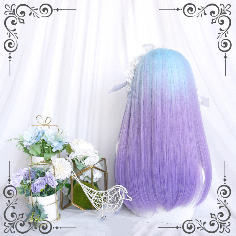 Lolita Gradient Blue Purple Long Straight Wig UB3235