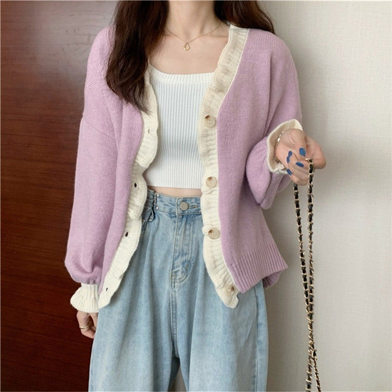 RUFFLED KNITTED CARDIGAN UB3158