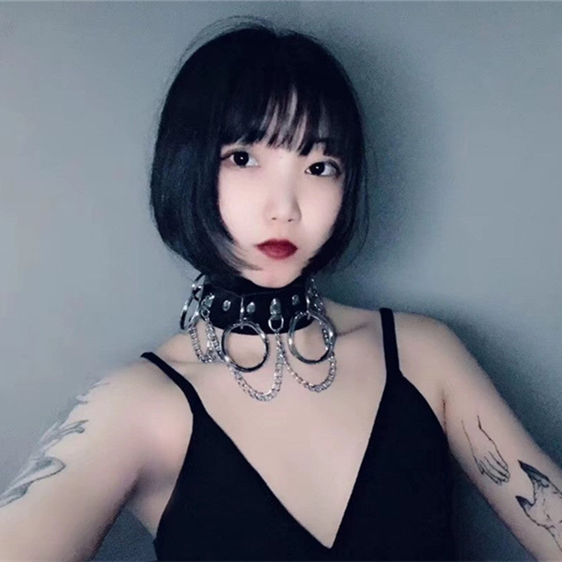 "BLACK/RED PUNK CHAIN" CHOKER Y021602