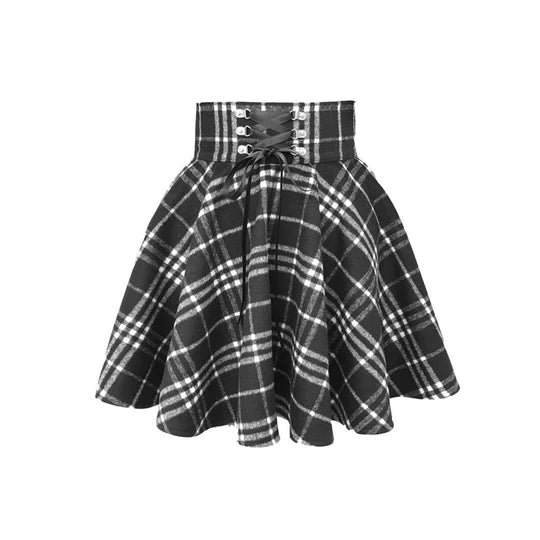 Dark Cute Ear Hoodie / Plaid Skirt UB96027