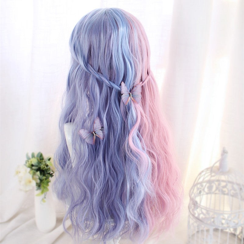 "PINK BLUE LONG CURLY" WIG D051221