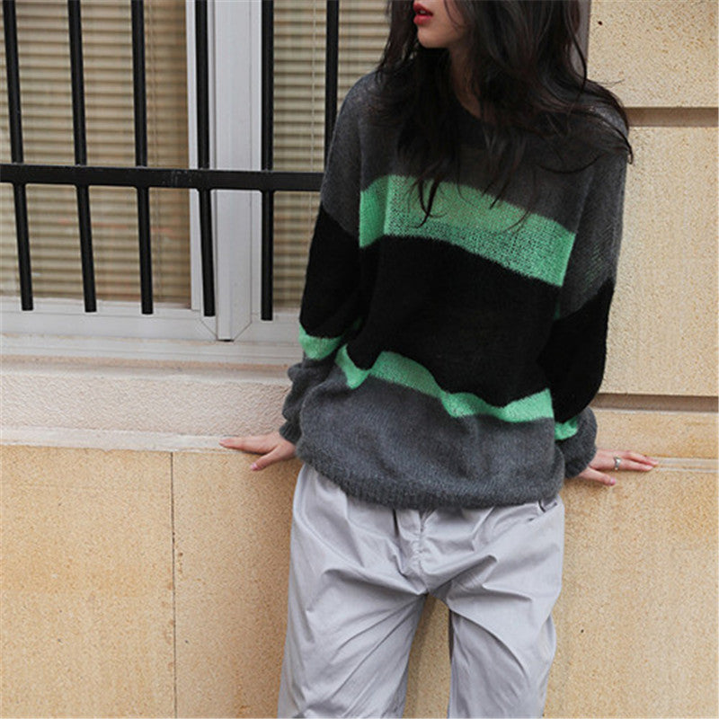 Contrasting Color Sweater Loose Pullover Sweater ER5843
