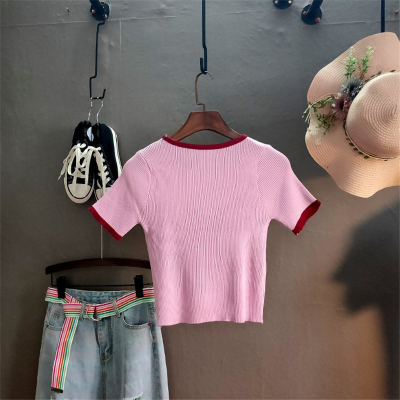 "BUTTERFLY KNITTED" SHORT SLEEVE D042901