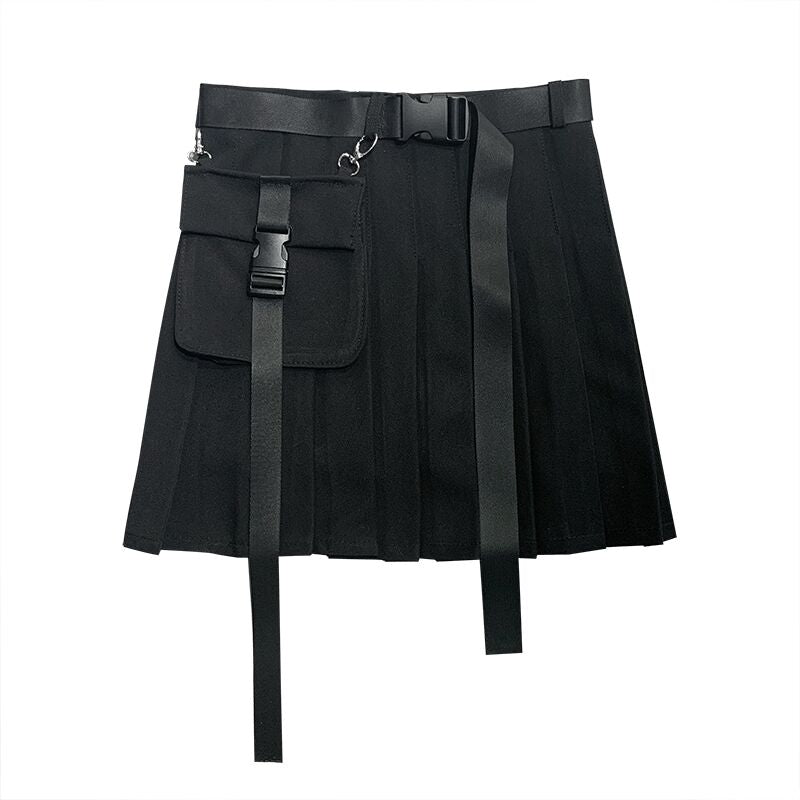 "PLAID POCKET" PLEATED SKIRT K052608