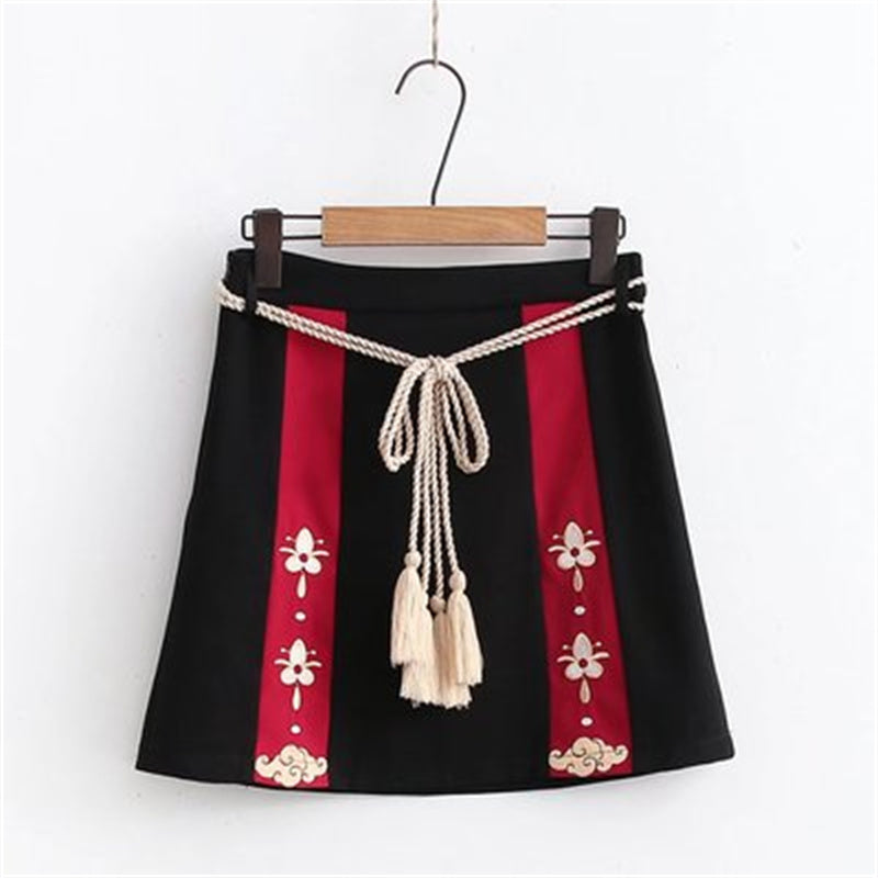 Embroidered Streamer Hoodie Skirt UB6193