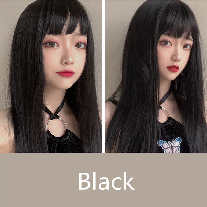 Natural Bangs Black Long Straight Wig ER5785