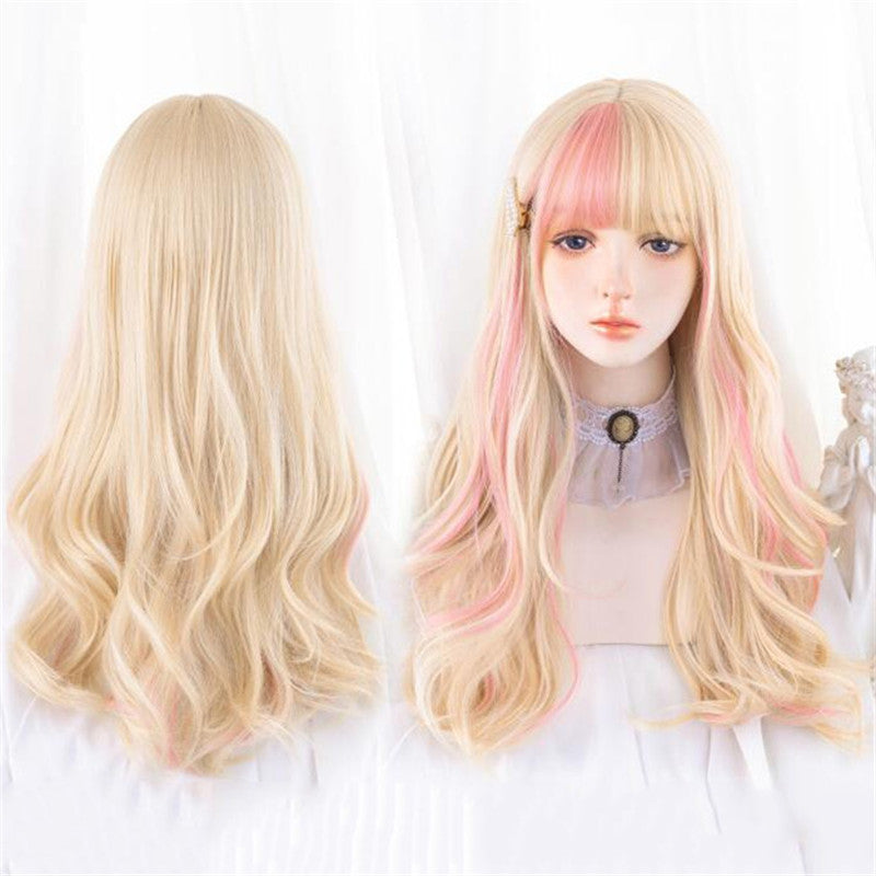 GOLDEN HIGHLIGHT PINK LONG CURLY WIG UB3367