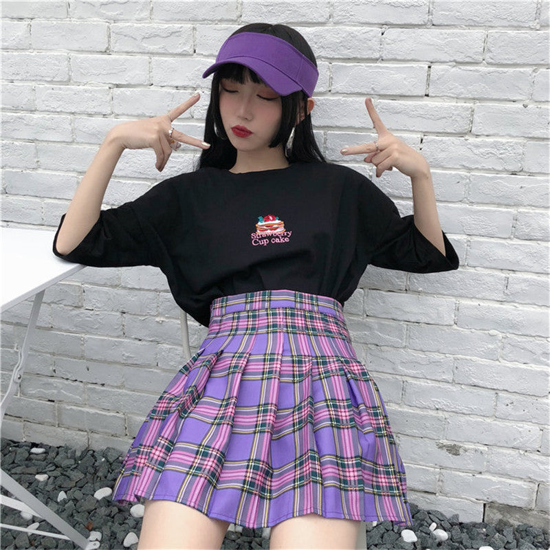 "PURPLE PLAID" SKIRT K061902