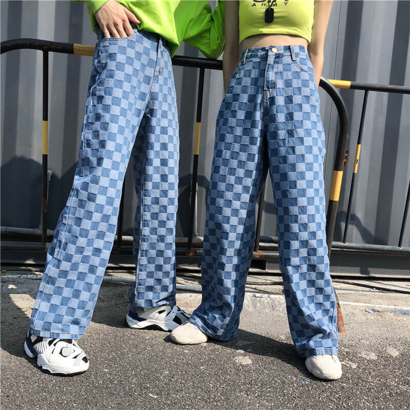 "RETRO BLUE PLAID" JEANS K060610