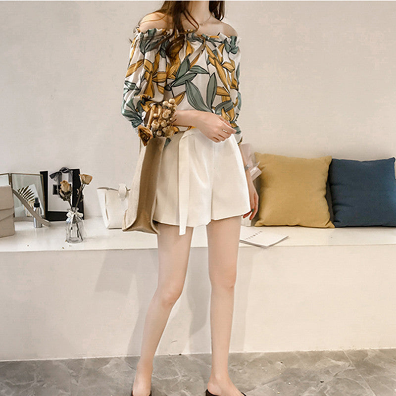 "LEAF PRINT" CHIFFON SHIRT K070902