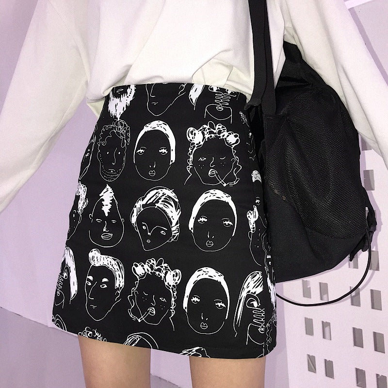 “CARTOON PRINTING” A-LINE SKIRT W040502