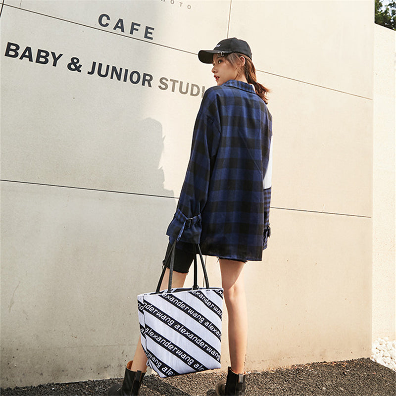 "STRIPED PLAID PATCHWORK" SHIRT N081808