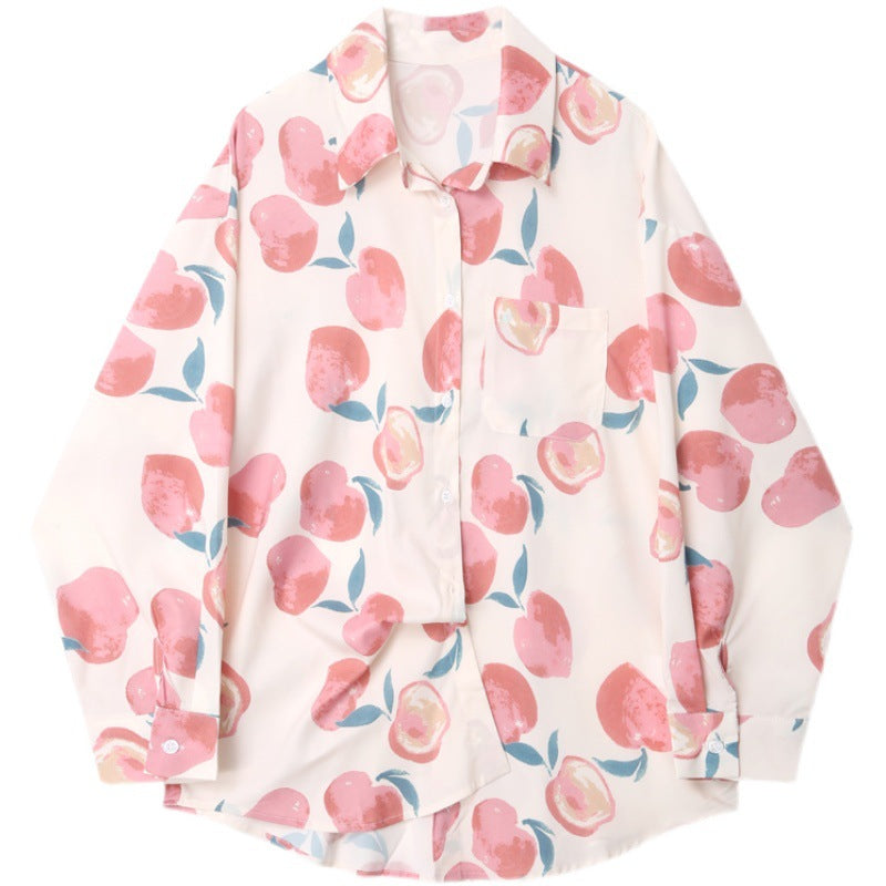 SWEET PEACH PRINT LONG-SLEEVED T-SHIRT UB2701