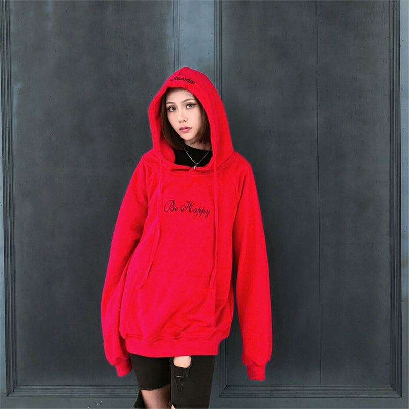 "BE HAPPY SMILEY PRINT" HOODIE N041401