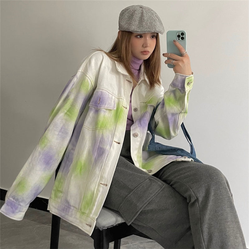 CHIC BRIGHT TIE-DYE LONG-SLEEVED JACKET UB2707