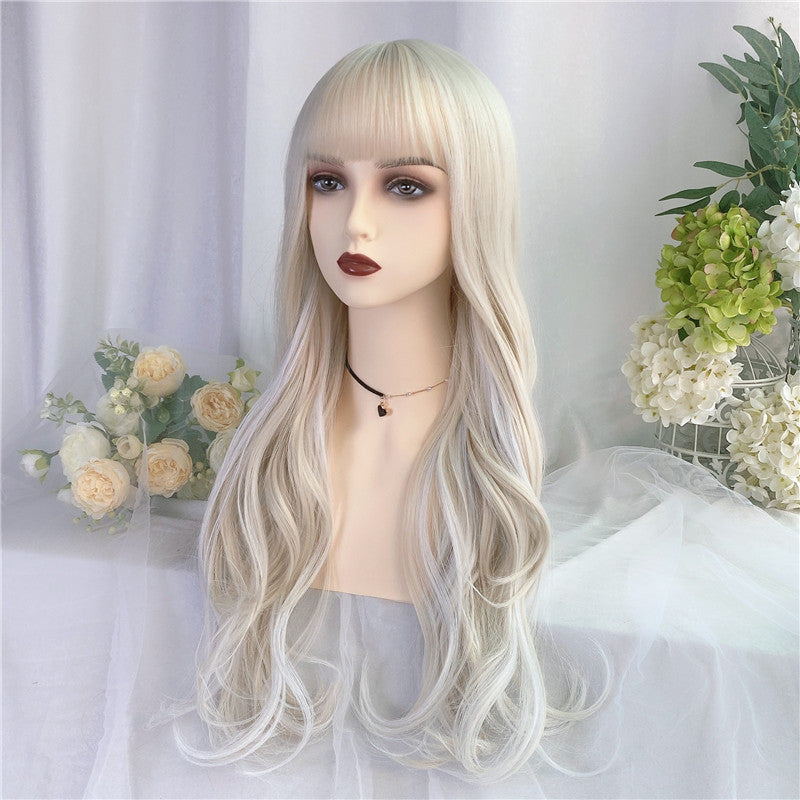 Leo | White Blonde Highlights Silver White Long Curly Wig UZ9132