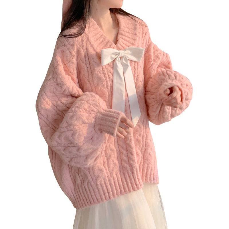 pink v neck sweater UB96018