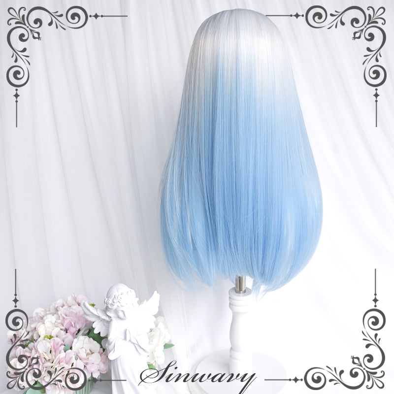 LOLITA WHITE BLUE DYED CURLY WIG UB97005