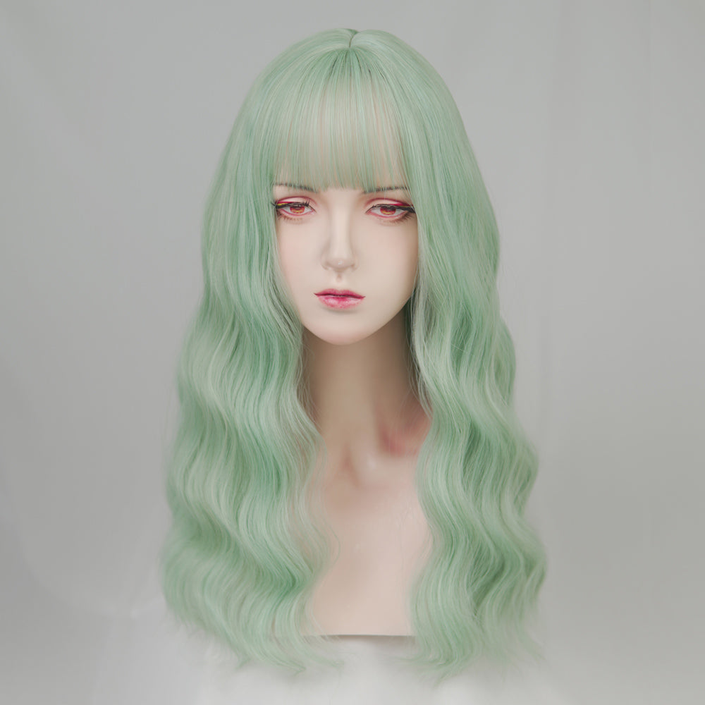Green long curly wig UB98111