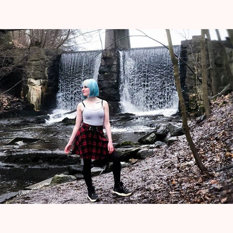 "DARK RED PLAID" SKIRT K071302