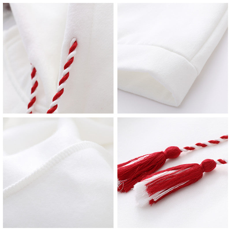 "WHITE/BLACK CUTE HARAJUKU FOX MASK FLEECES" HOODIE K092108