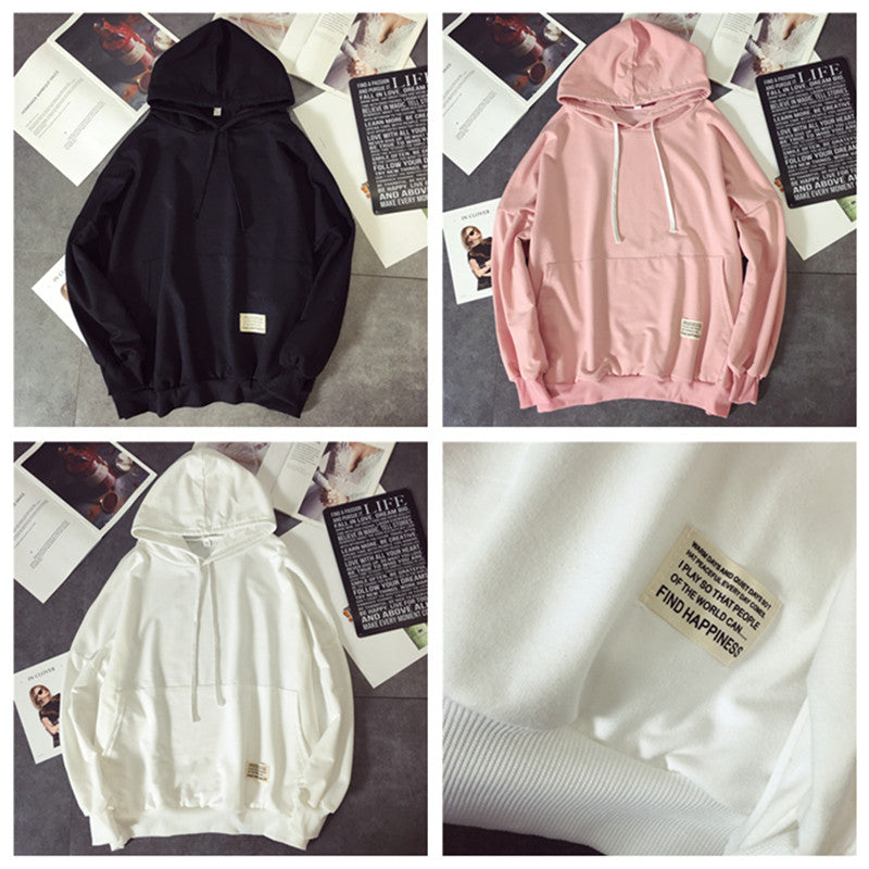 "FIND HAPPINESS" SOLID COLOR HOODIES K072404