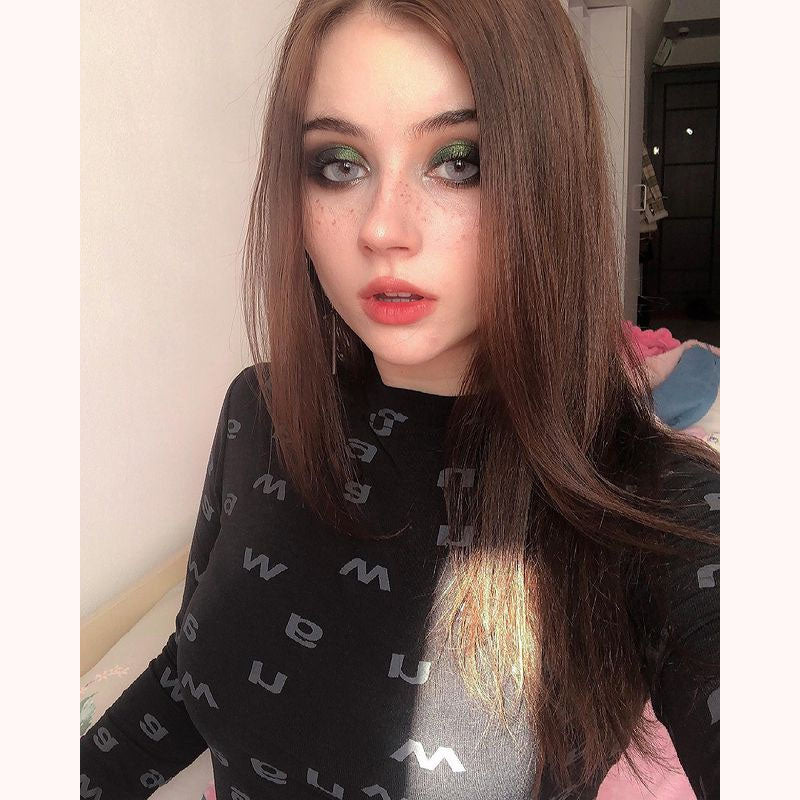 "LETTER PRINT LONG SLEEVE" T-SHIRT N101205