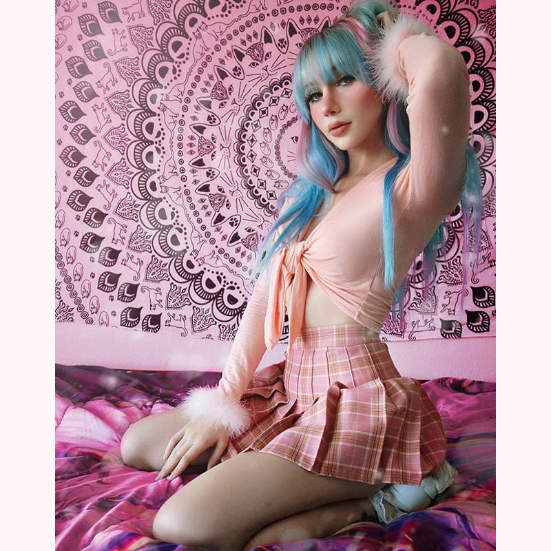 "CHIC PLAID" PLEATED SKIRT K052612