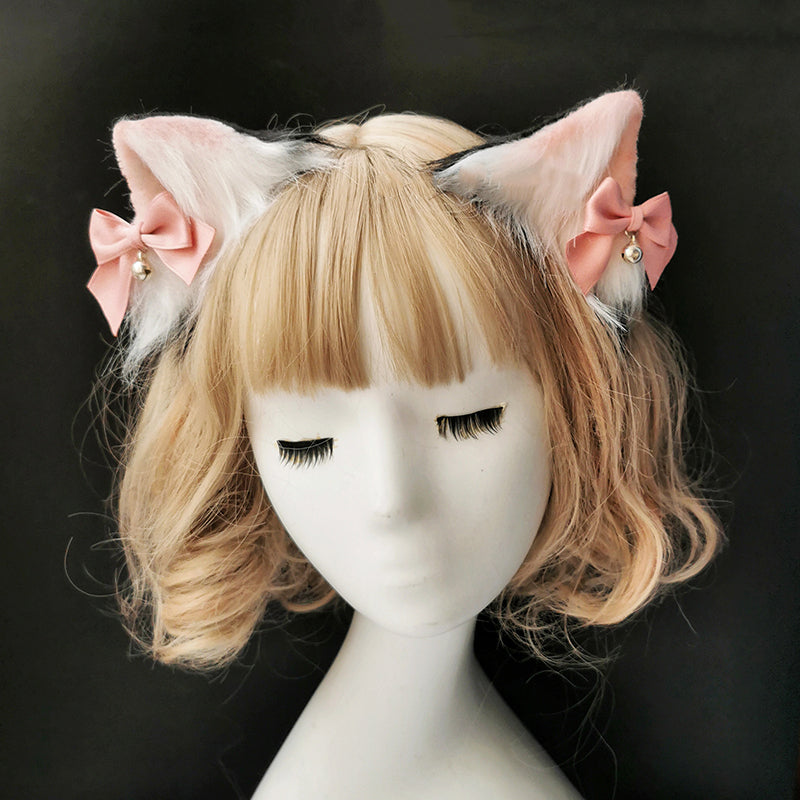 Lolita Black Pink Cat Ear Hairpin UB95844