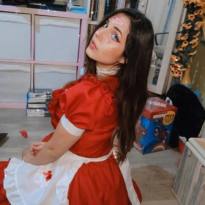 Red Lolita Sexy Maid Outfit Dress UB3457