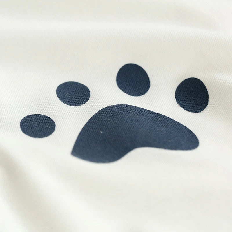 "WHITE/GRAY CUTE CAT SHORT SLEEVE" HOODIE D042505