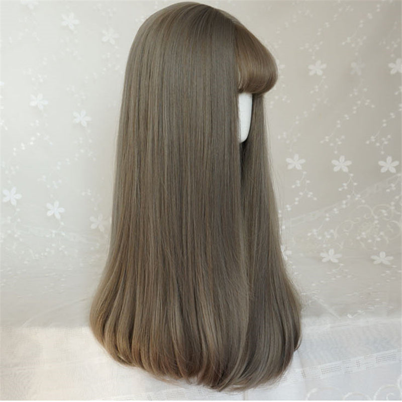 "LOLITA GREY BIG WAVY BANGS" LONG CURLY WIG S033105