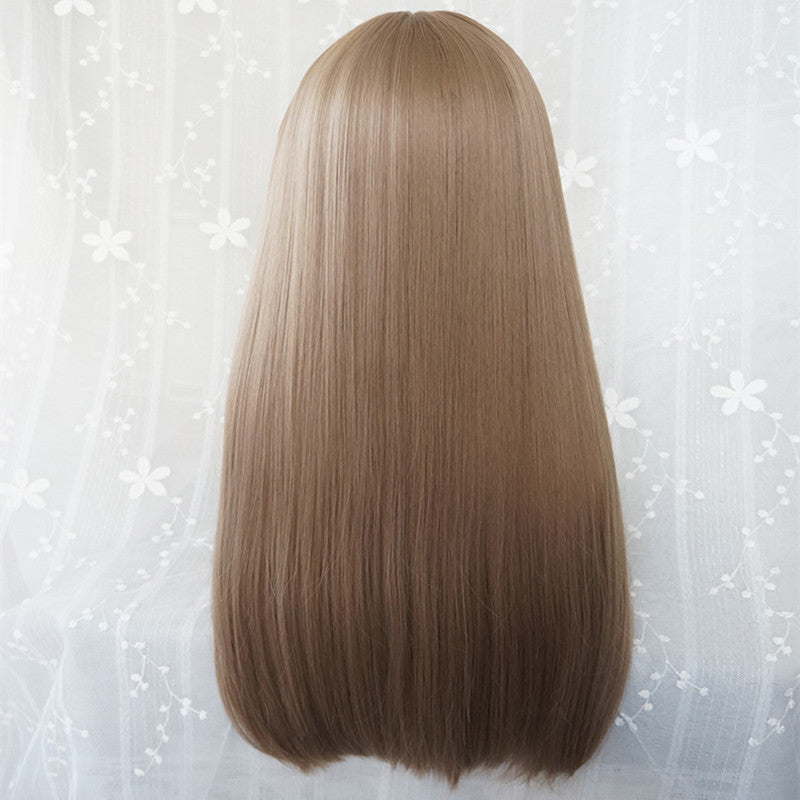 "GOLDEN BROWN CUTE TEMPERAMENT AIR BANGS" LONG STRAIGHT WIG S040102