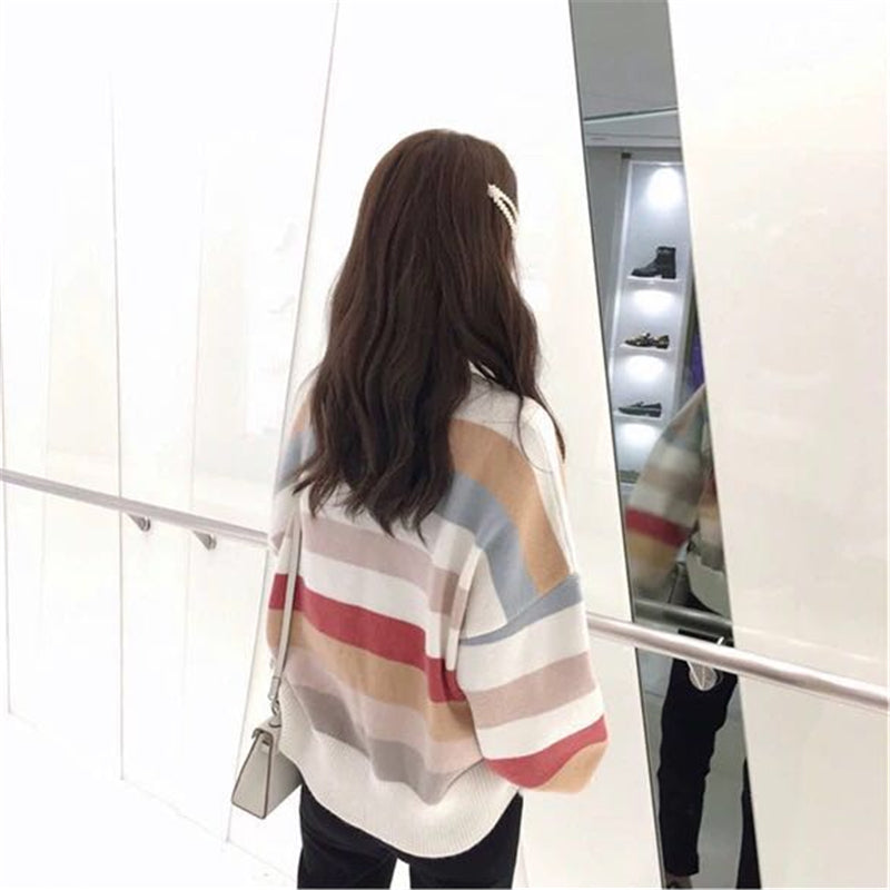 “LAZY” STRIPE KNITTED SWEATERS W102515