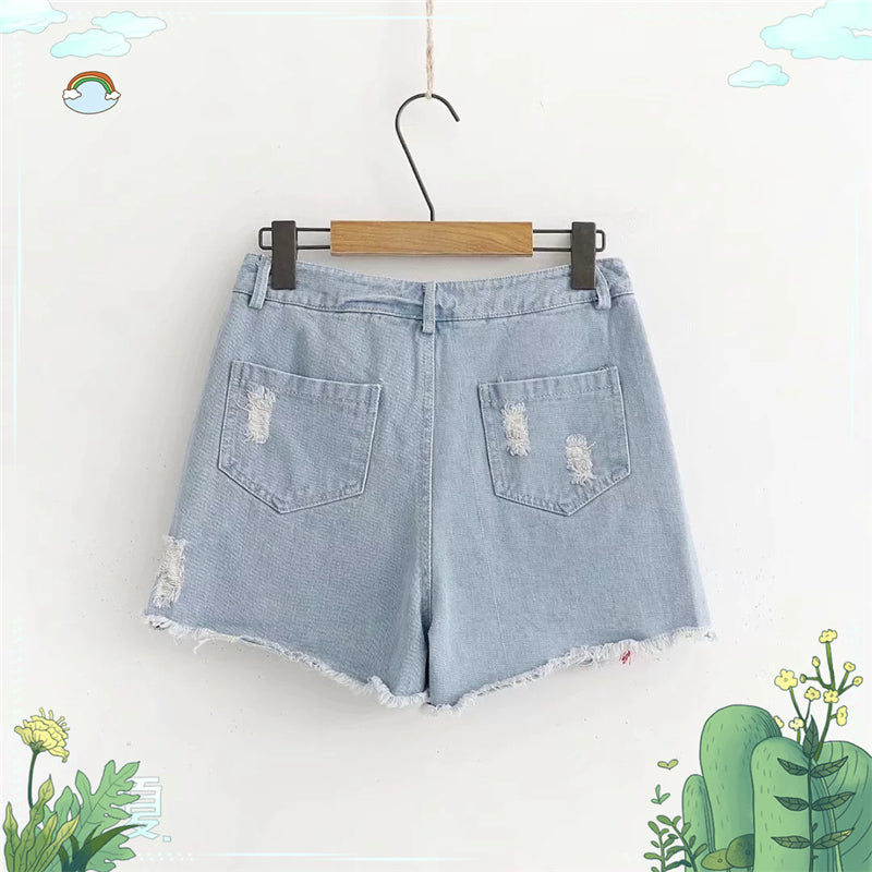 "CUTE HOLE" DENIM SHORTS S031402