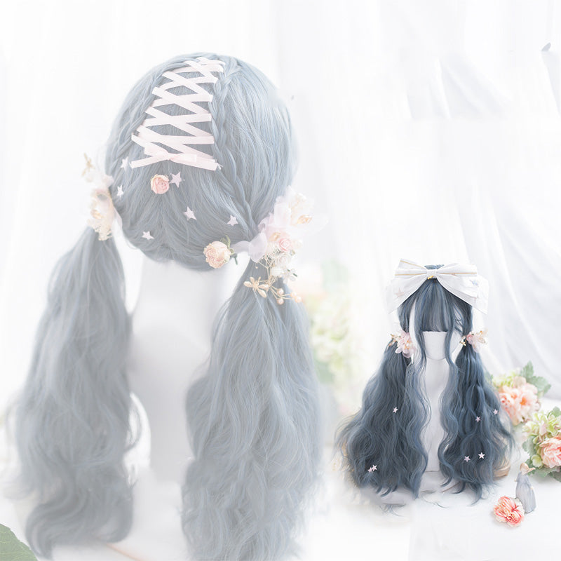 "LOLITA BLUE GRAY WAVY LONG CURLY" WIG N111801
