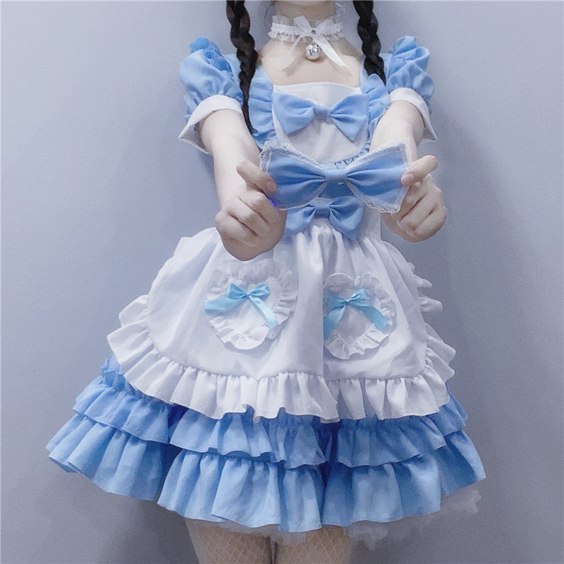 "LOLITA BLUE CUTE LACE BOWKNOT MAID" OUTFIT N050802