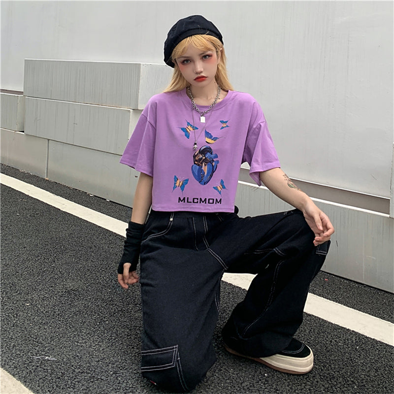 "BUTTERFLY PRINT" CROP TOP N072301